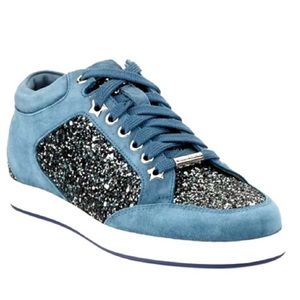 NEW Jimmy Choo Miami Coarse Glitter Sneakers